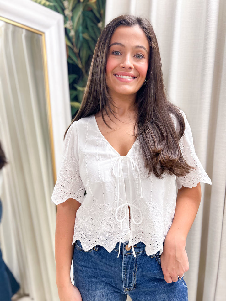 Oceanside Embroidered Top