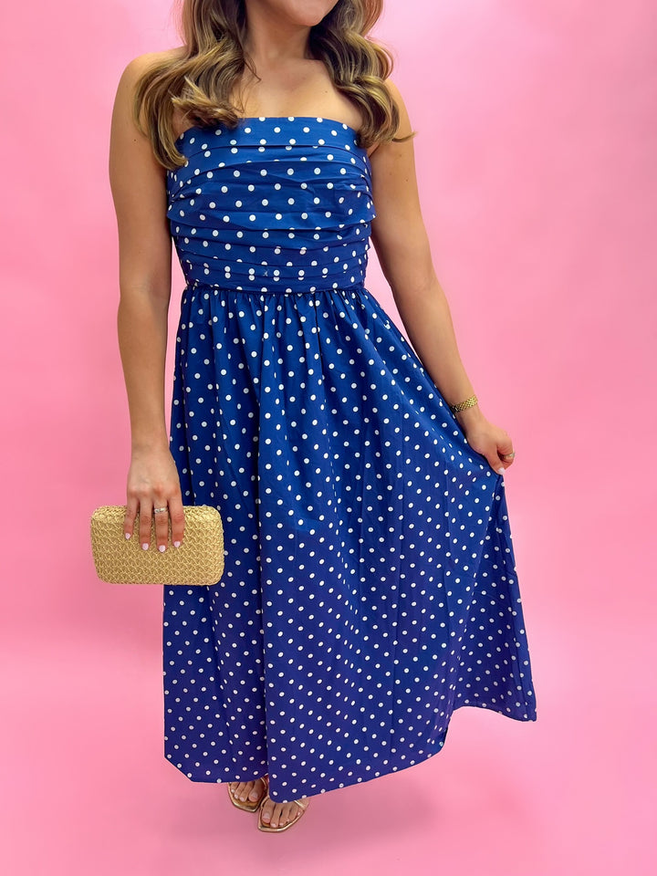 Navy Polka Dot Savor Maxi Dress