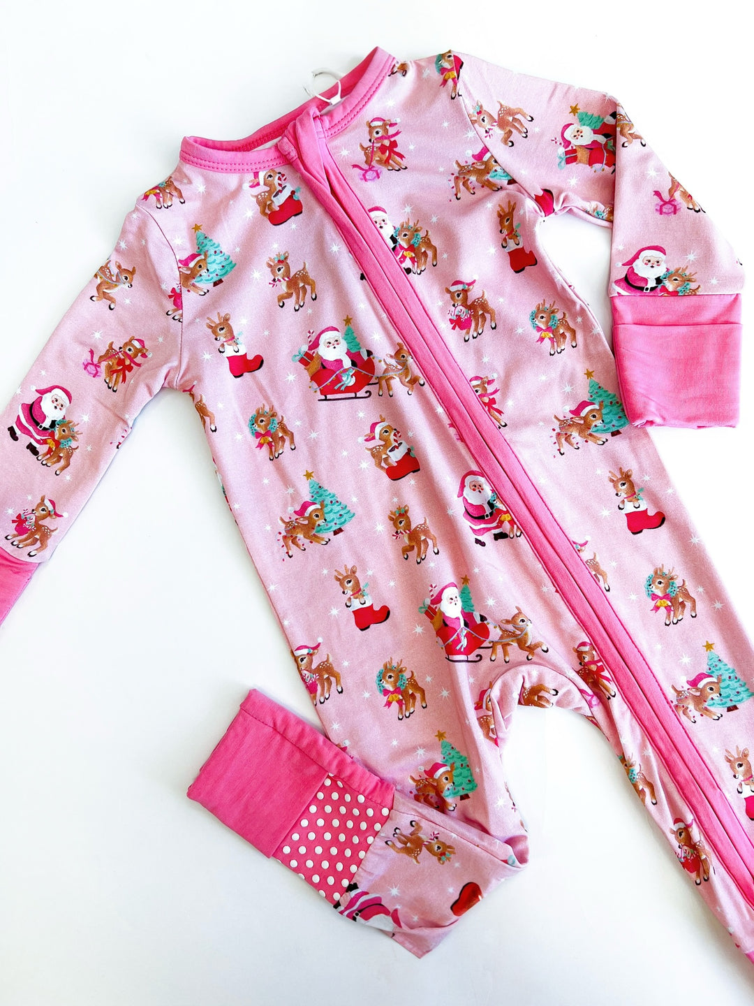 Pink Vintage Reindeer & Santa Convertible Romper