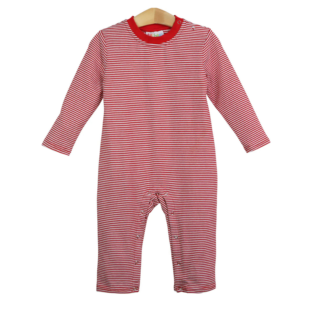 James Red Stripe LS Romper