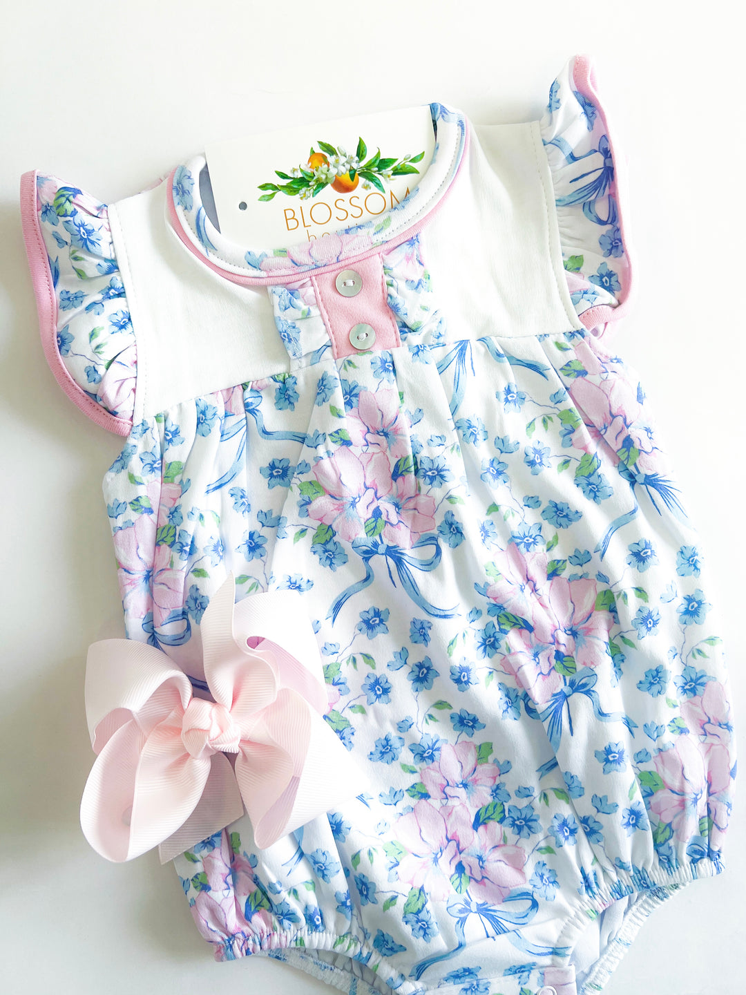 Blue & Pink Bow Bouquet Bubble