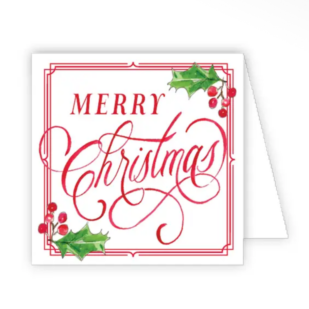 Merry Christmas Holly w/ Berries Enclosed Cards