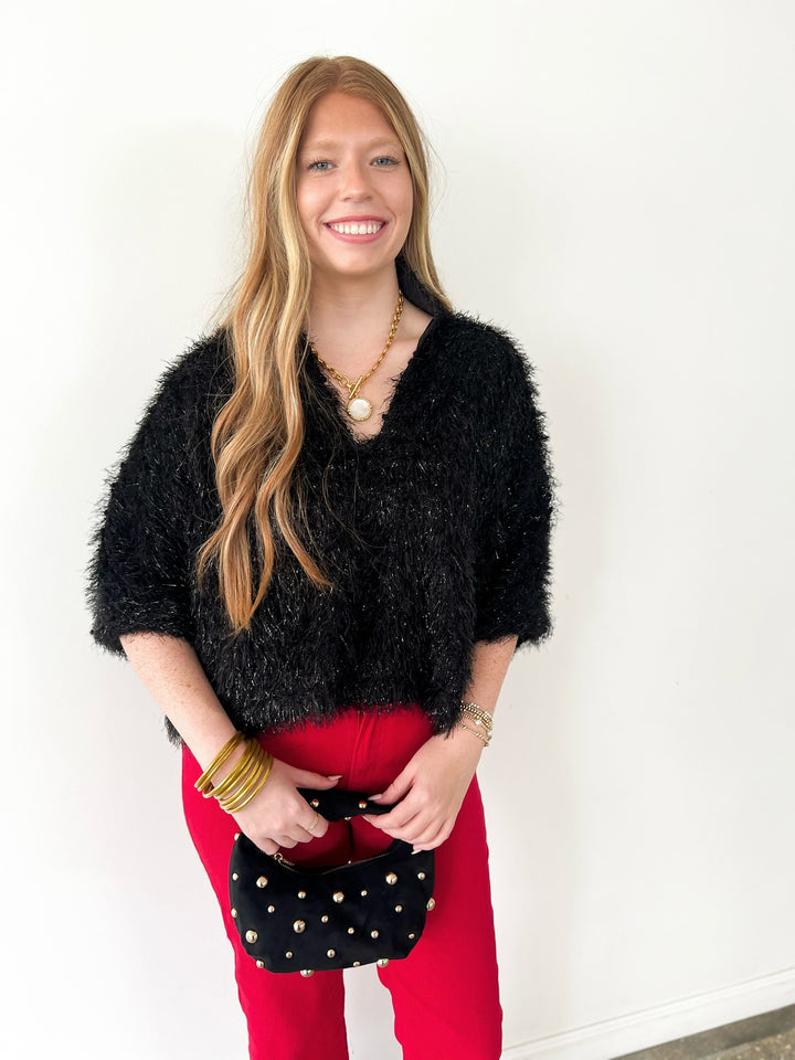 Black Tie Feather Fringe Estelle Top