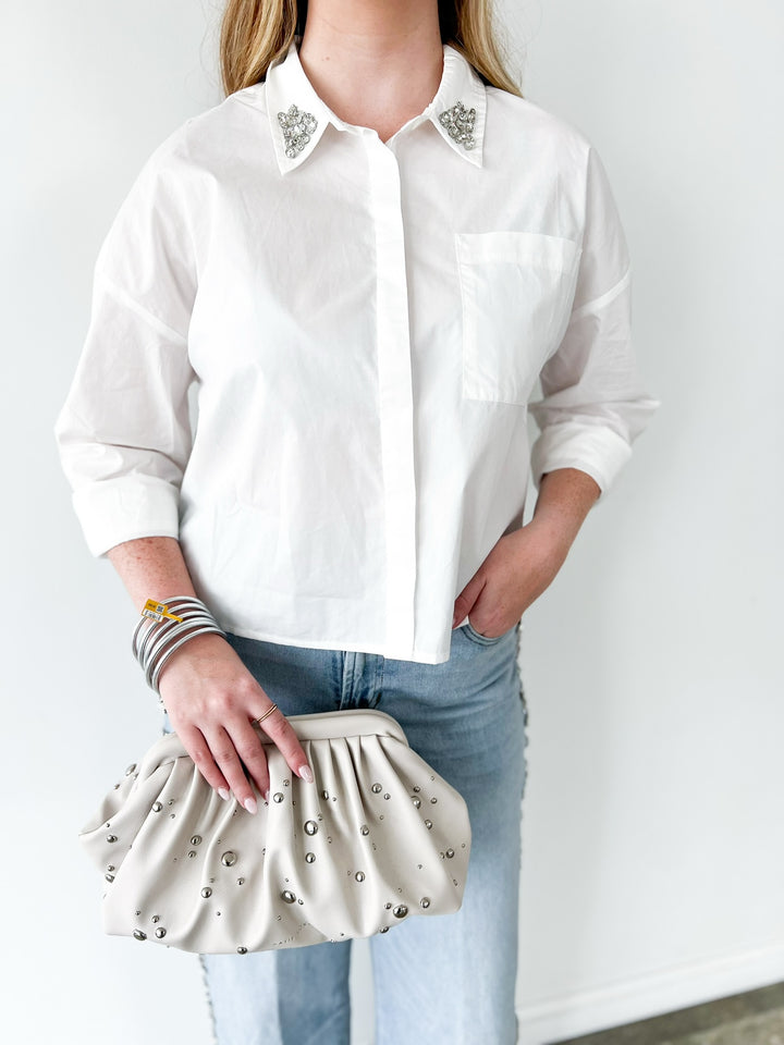 Rhinestone Cropped Adrianna Top