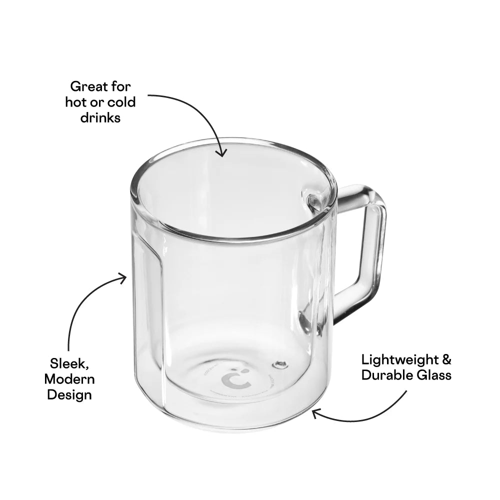 Clear Glass 12oz Mug Double Pack