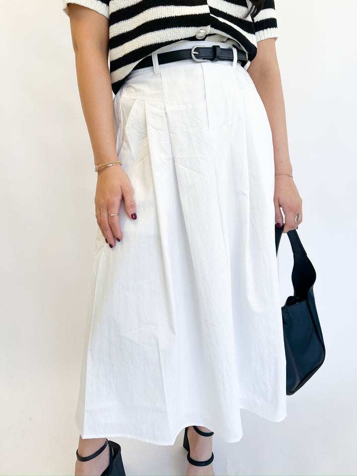 White Central Park Midi Skirt