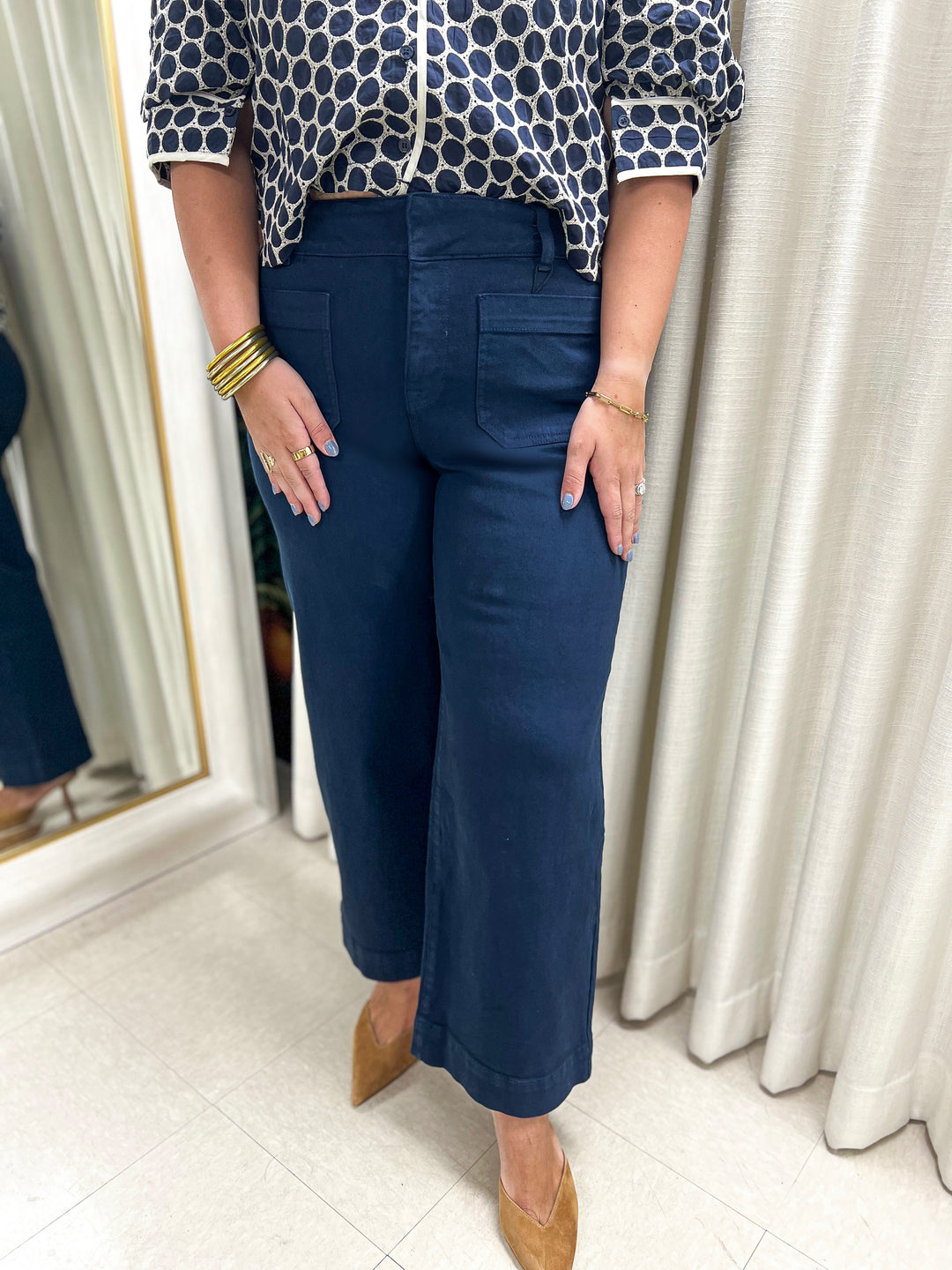 Navy Blazer Chelsea Wide Leg Denim