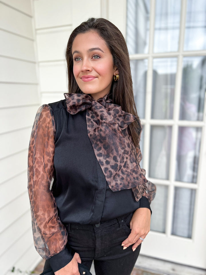 Leopard Luxe Mixed Media Top