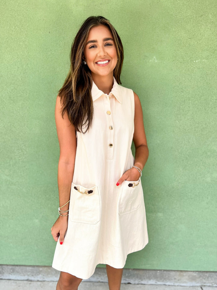 Ecru Denim Elevated Dress