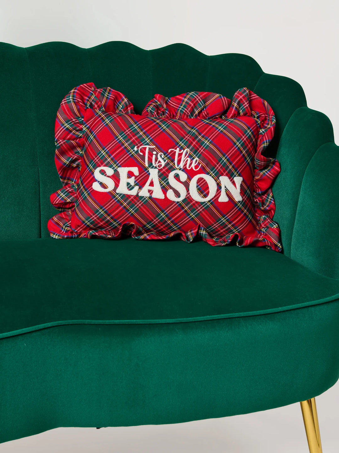 Red Tis' The Season Plaid Pillow