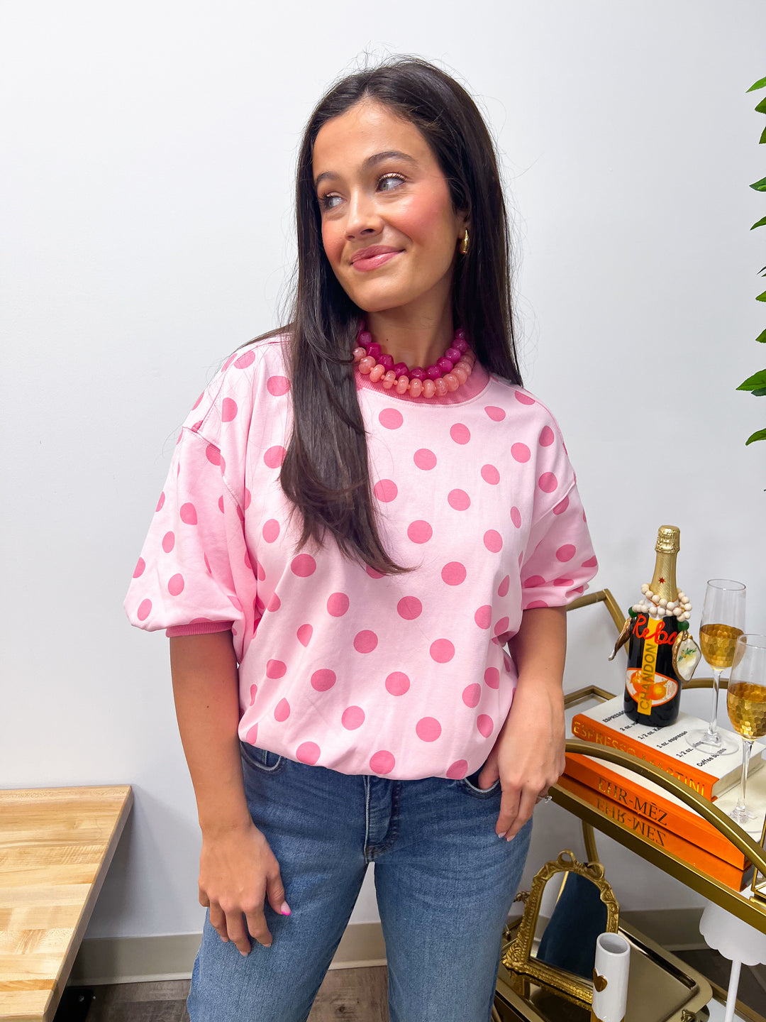 Pink Polka Dot Bubble Sweatshirt