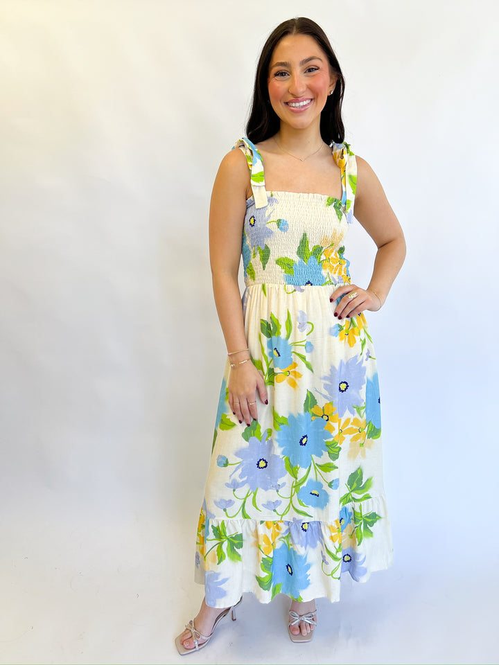 Cream Multi Fresh Cut Midi Dress