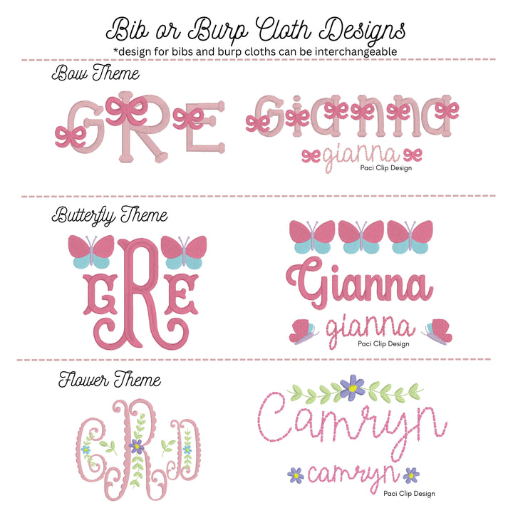 Personalized Themed Plain Trimmed White Bib