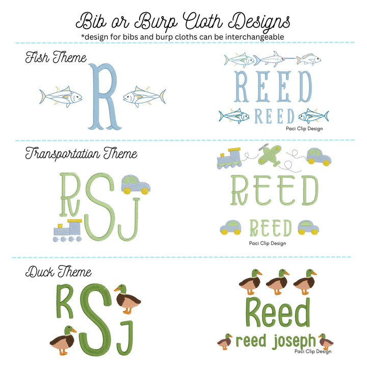 Personalized Themed Scalloped Trimmed White Burp Cloth