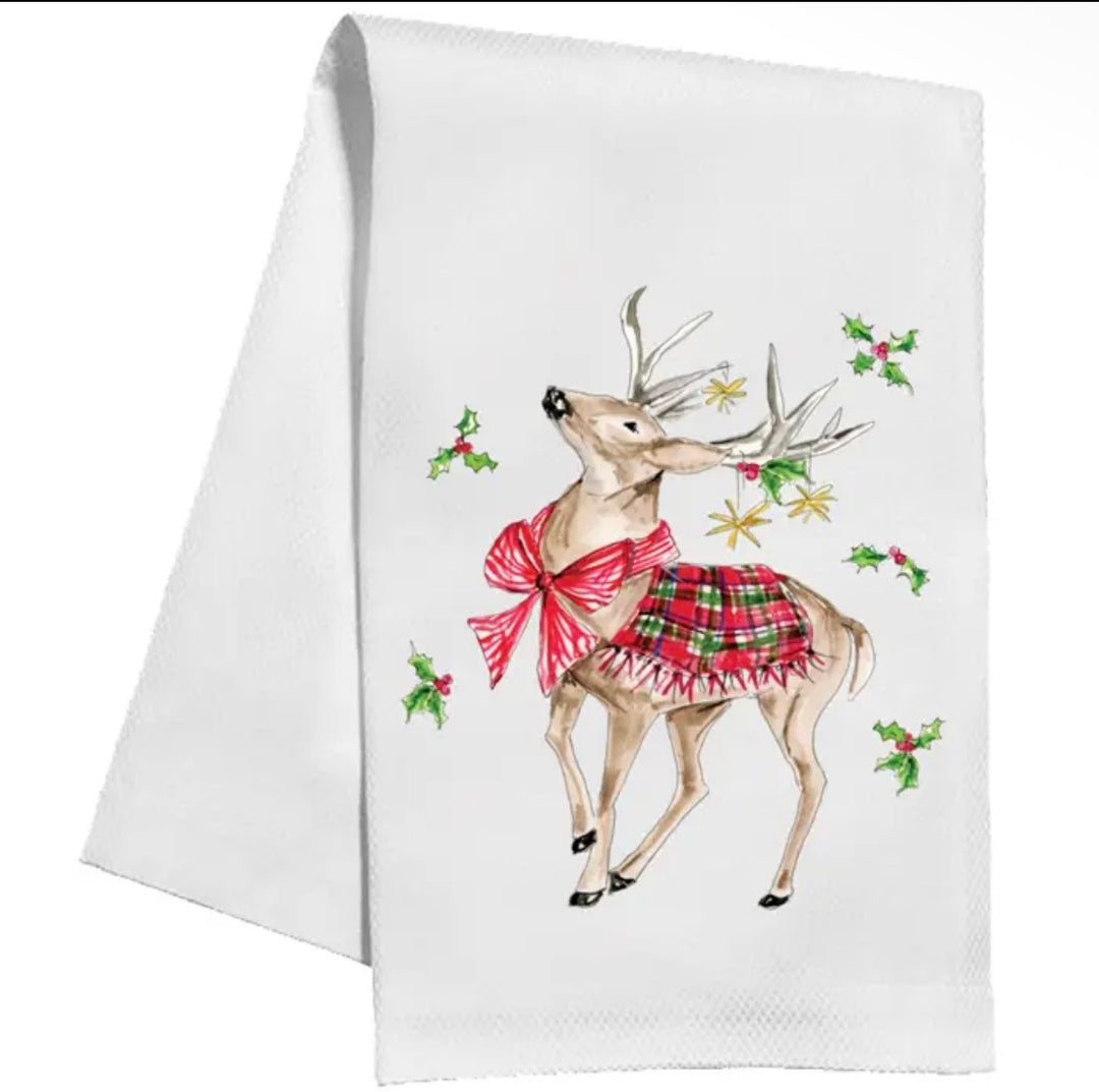 Reindeer w/ Big Red Bow Kitchen Towel