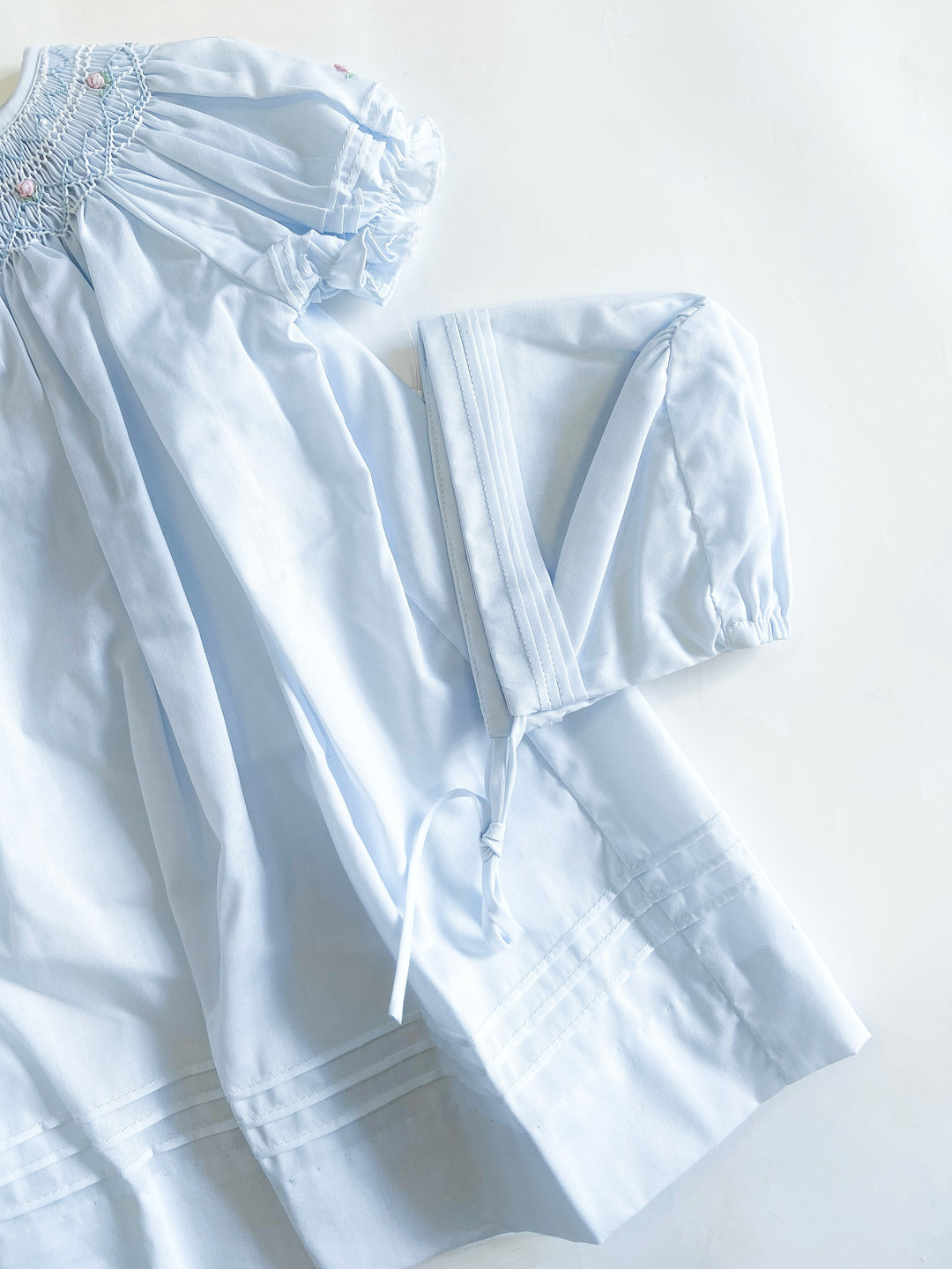 Blue Rosebud Detail Daygown & Hat