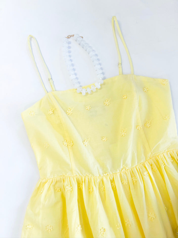 Yellow Beach Glass Embroidered Mini Dress