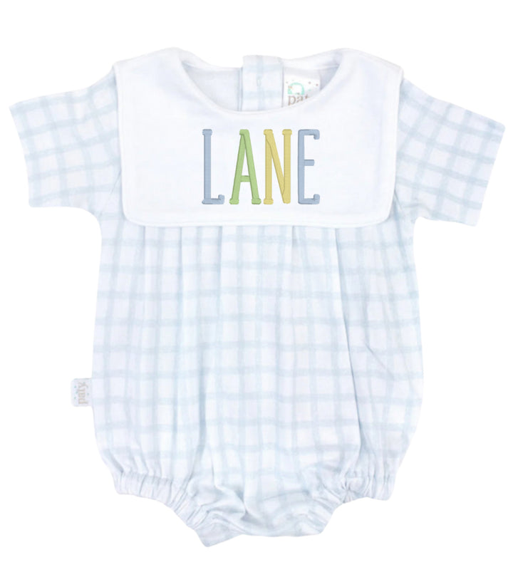 Blue Gingham Pima Bib Bubble