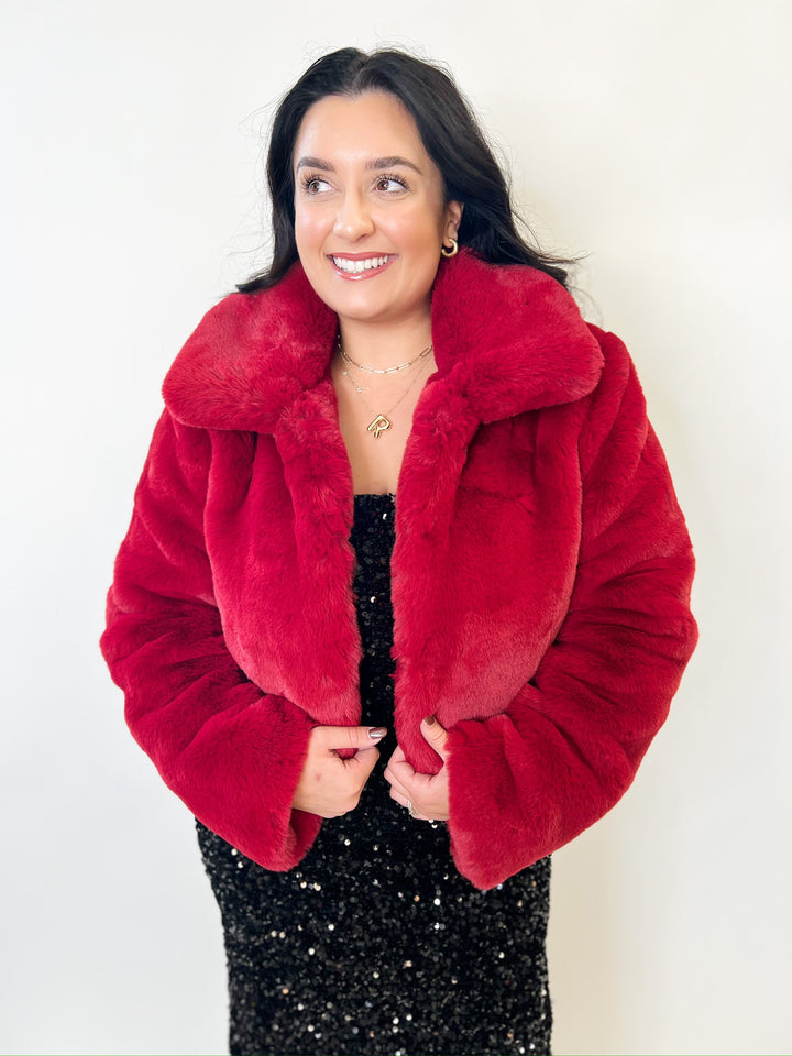 Vivian’s Red Fur Cropped Jacket