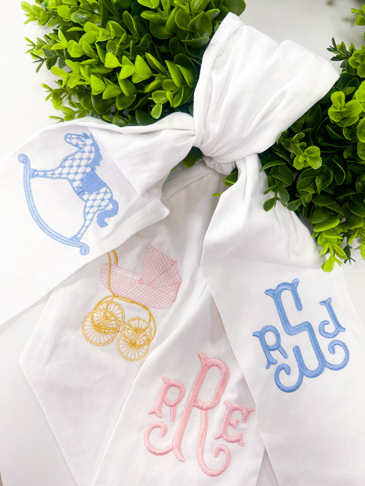Embroidered Pique Wreath Sash