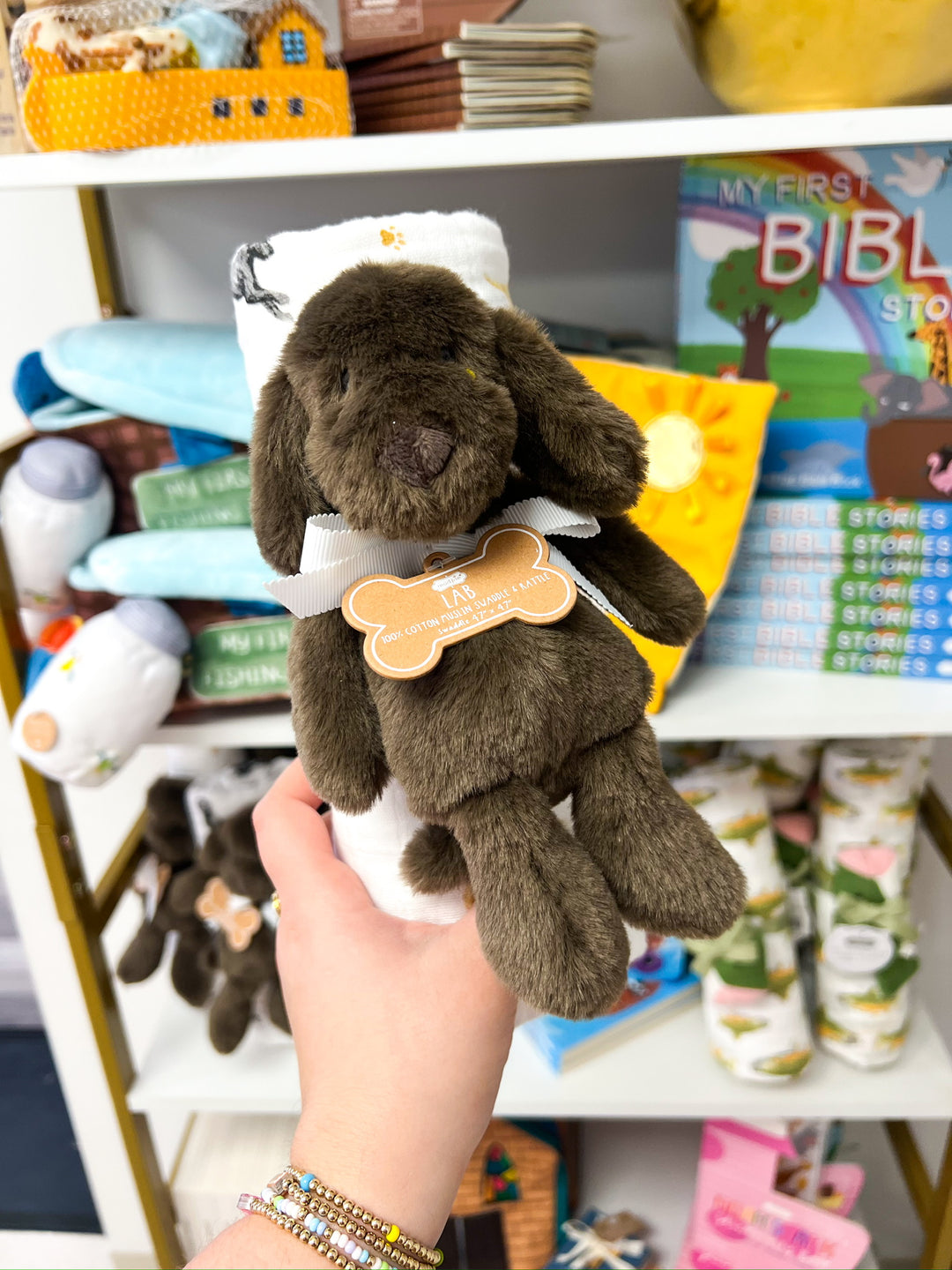 Lab Swaddle and Rattle