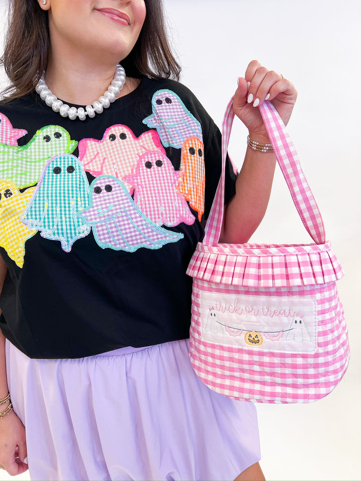 Multi Gingham Ghost Patch Tee