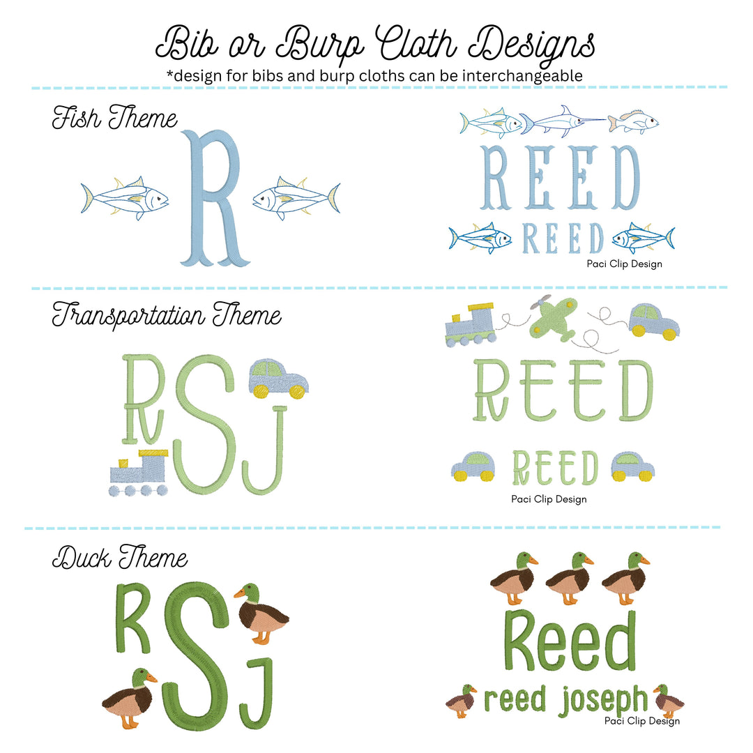 Personalized Themed Plain Trimmed White Bib