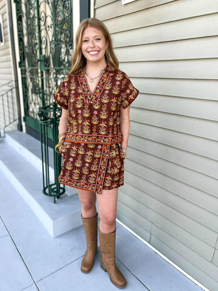 Falling for Orange Floral Skort Set