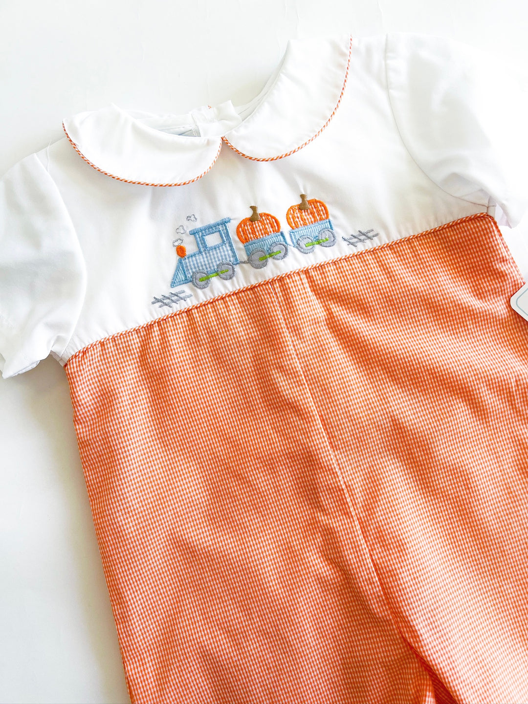 Pumpkin Train Orange Gingham Bubble