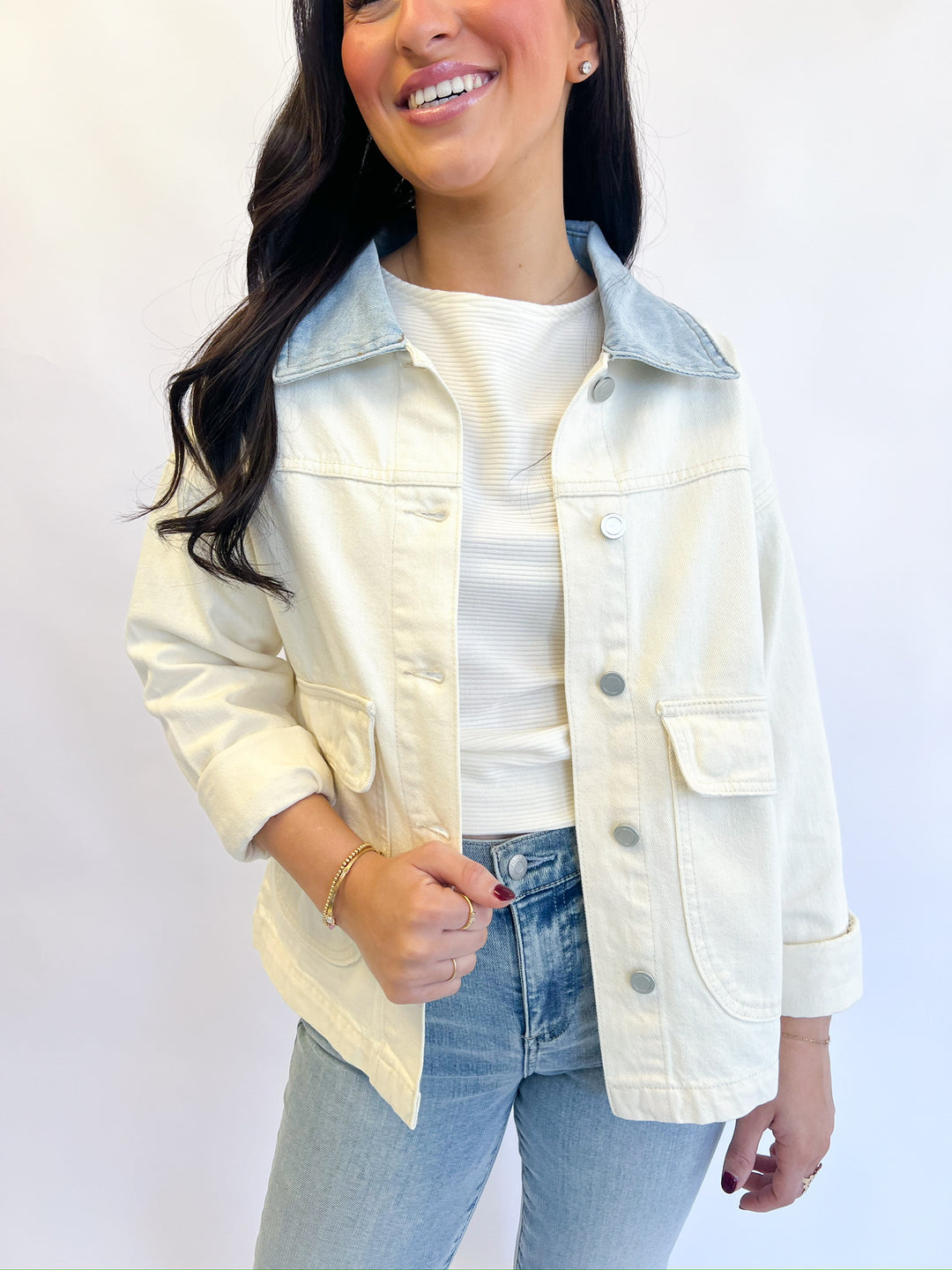 Natural Denim Collar Jacket