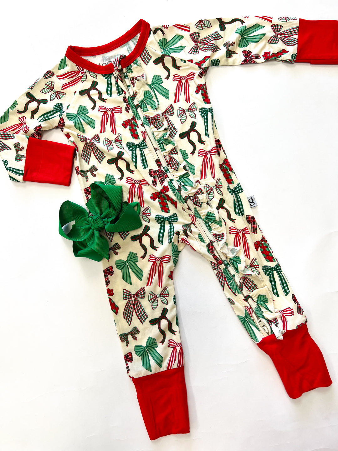 Holiday Bow Zip Pajamas