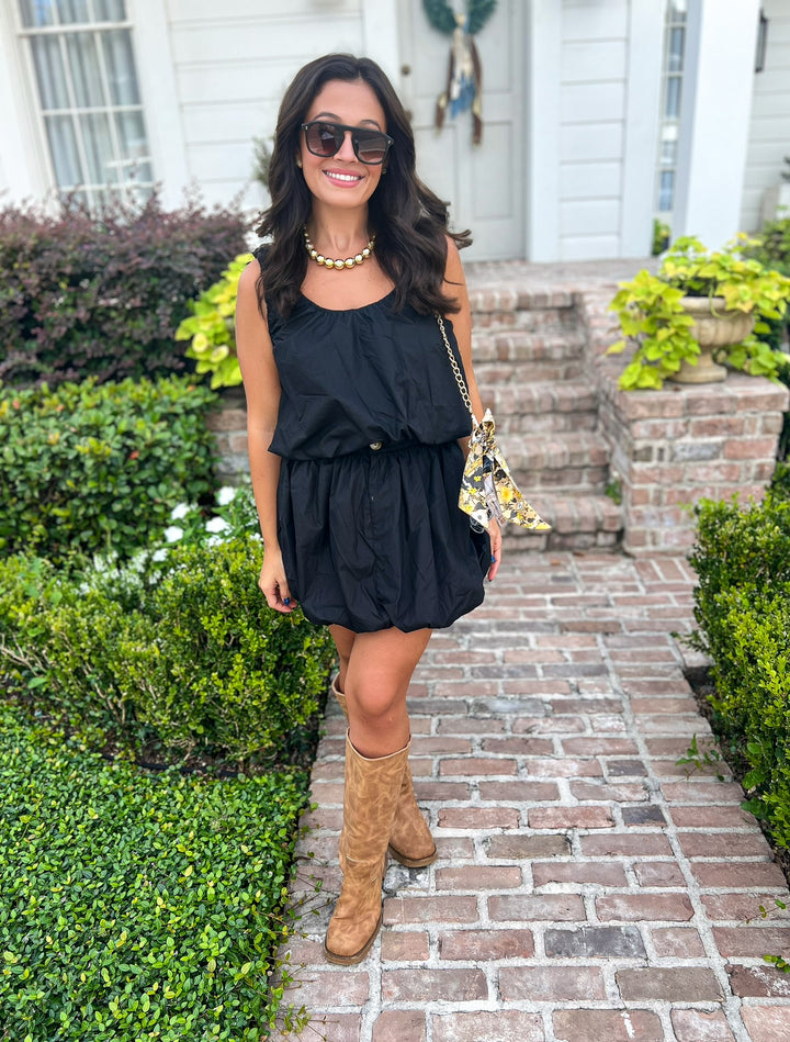 Black Poplin Bubble Skirt