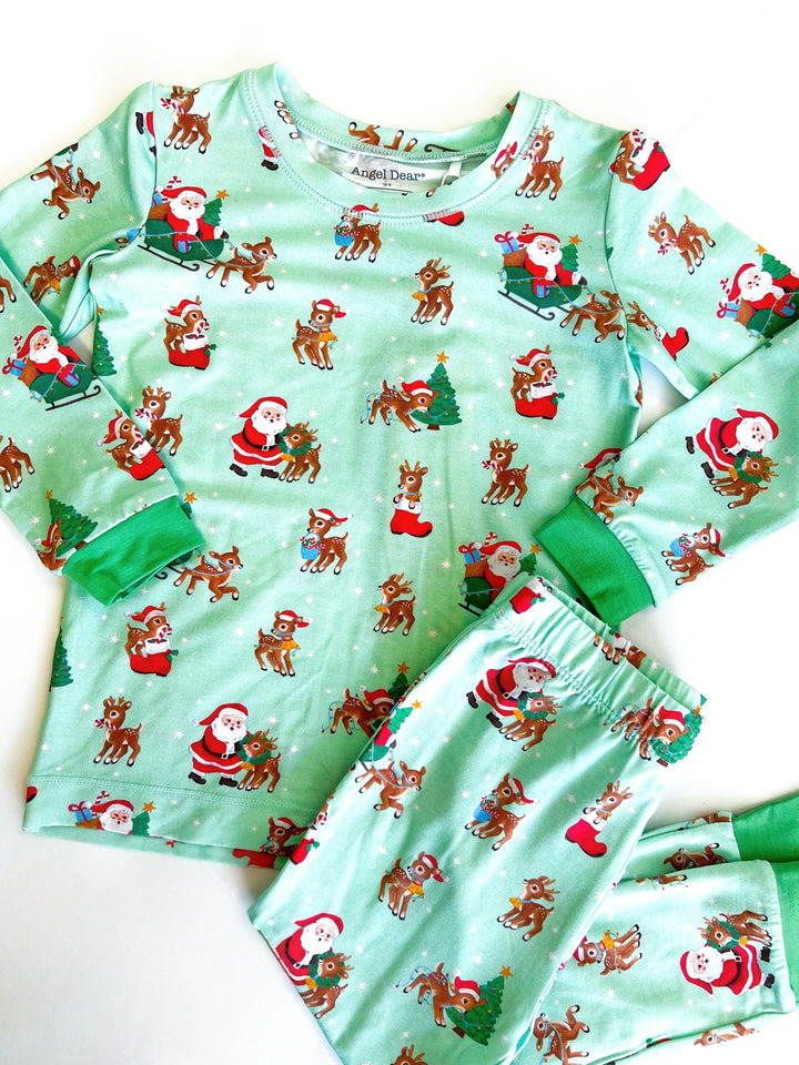 Vintage Reindeer & Santa Longe Sleeve Loungewear Set