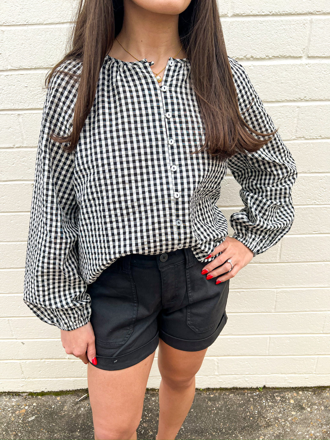 Picnic Perfect Gingham Button Blouse