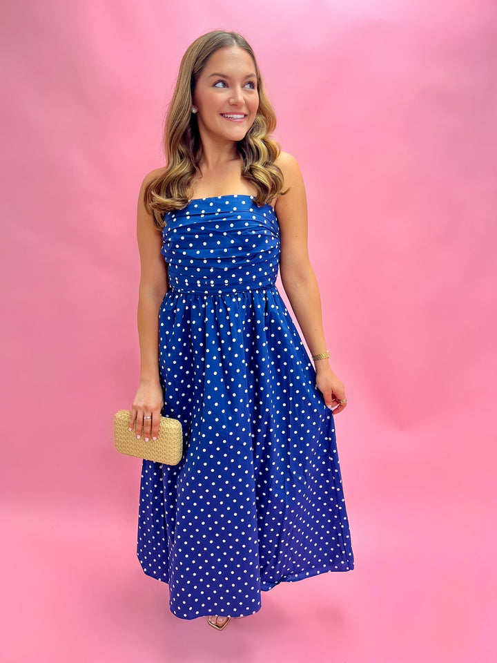 Navy Polka Dot Savor Maxi Dress