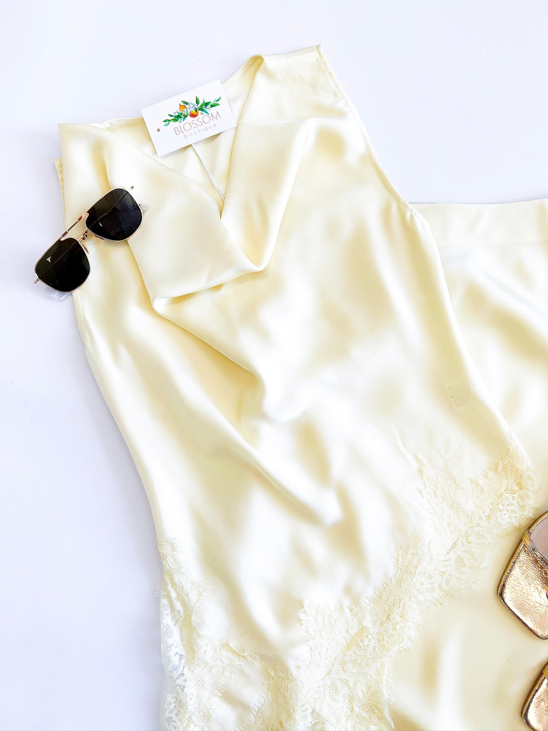 Yellow Lace Trim Magnolia Top