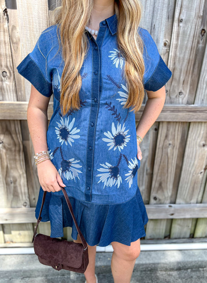 Denim Floral Winnie Dress