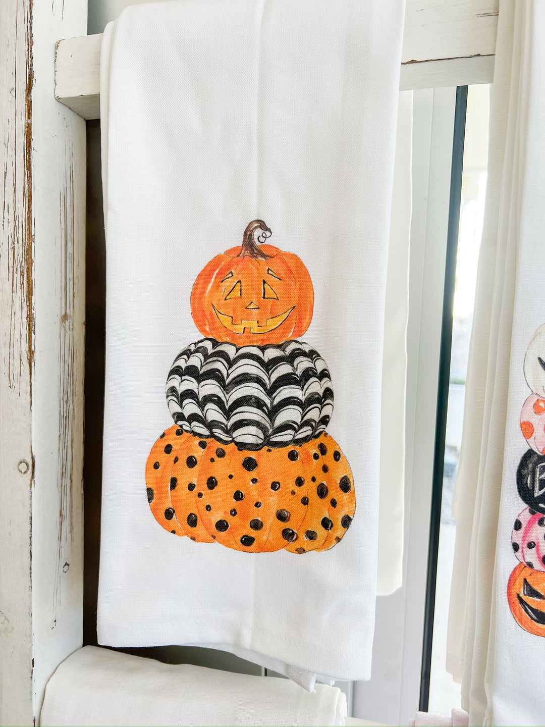 Pumpkin Stack Handpainted Kitchen Towel
