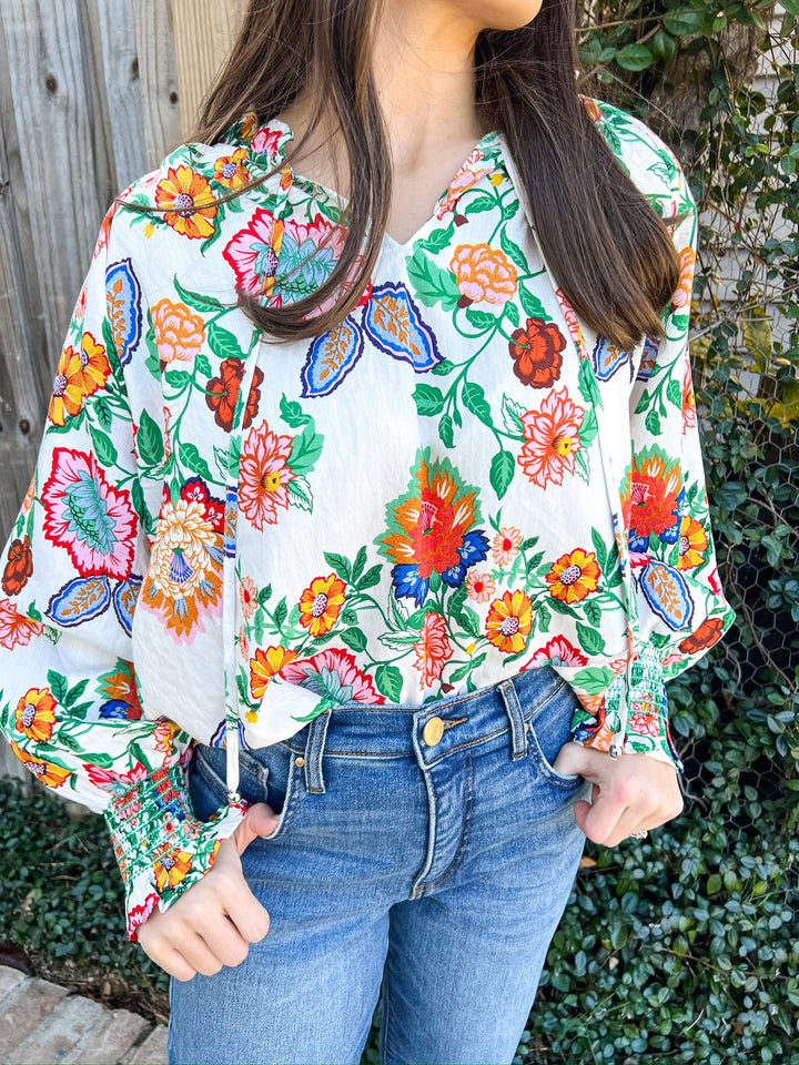 Cream Catie Floral Blouse