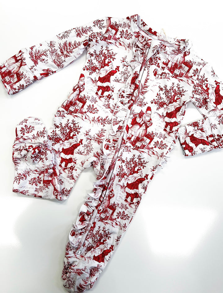 Santa Toile Ruffle Footie