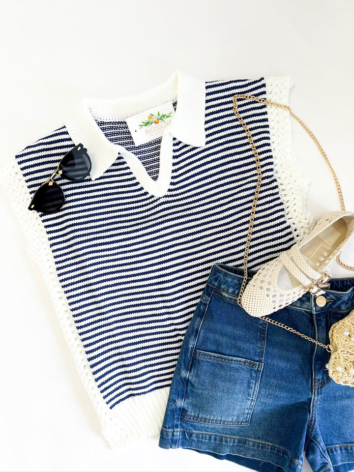 Navy Coastal Stripe Sweater