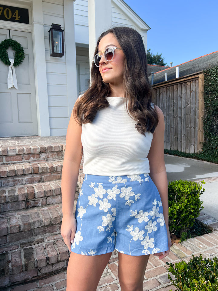 Keren Embroidered High Waist Shorts