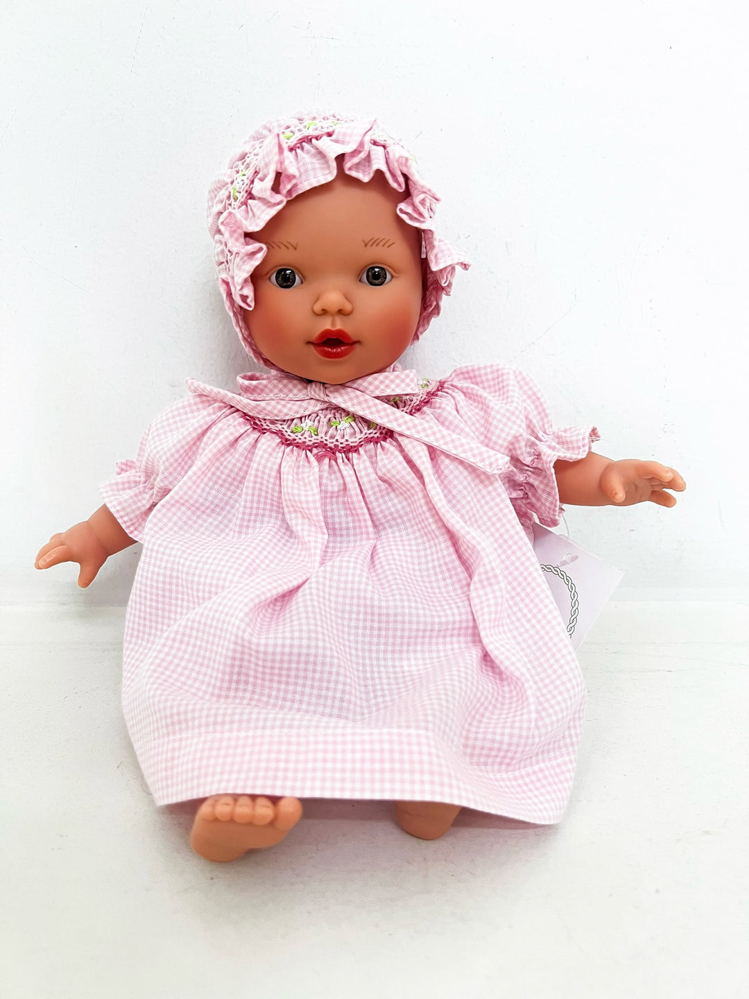 Baby Doll Pink Gingham Dress & Bonnet