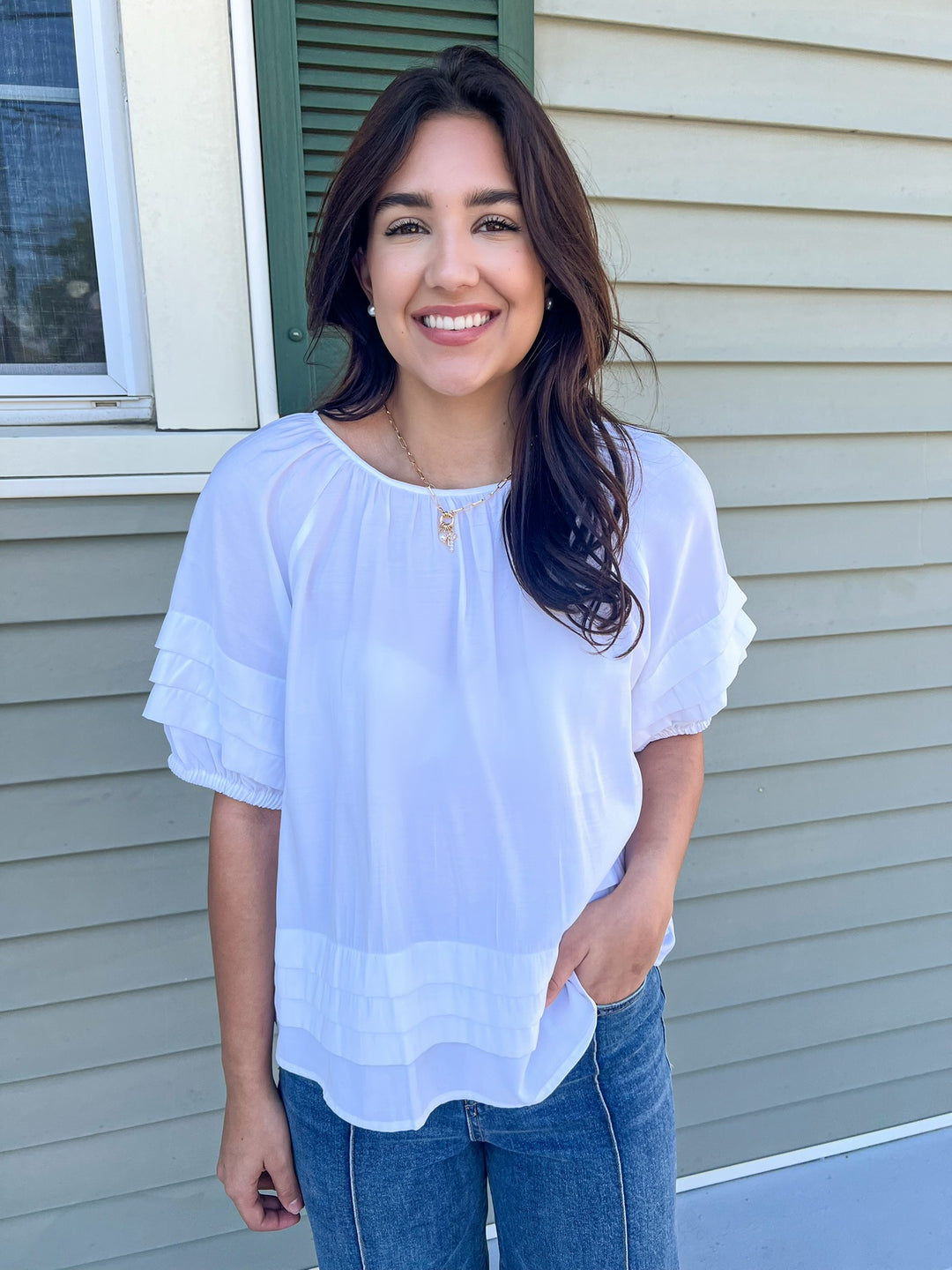 White Tashia Puff Sleeve