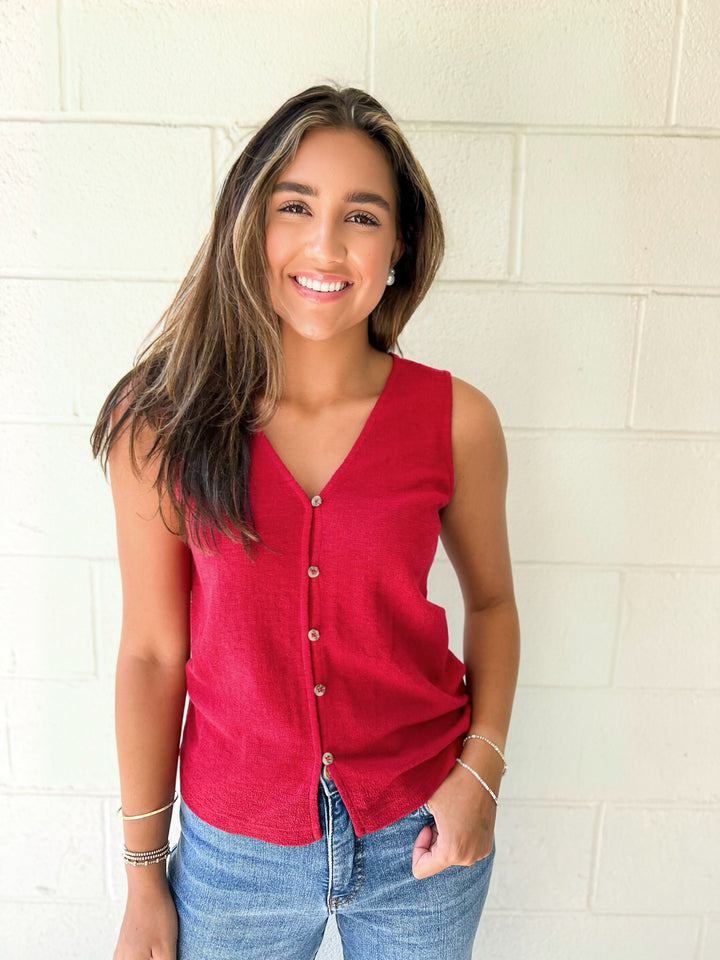 Red Berry Easy Textured Tank