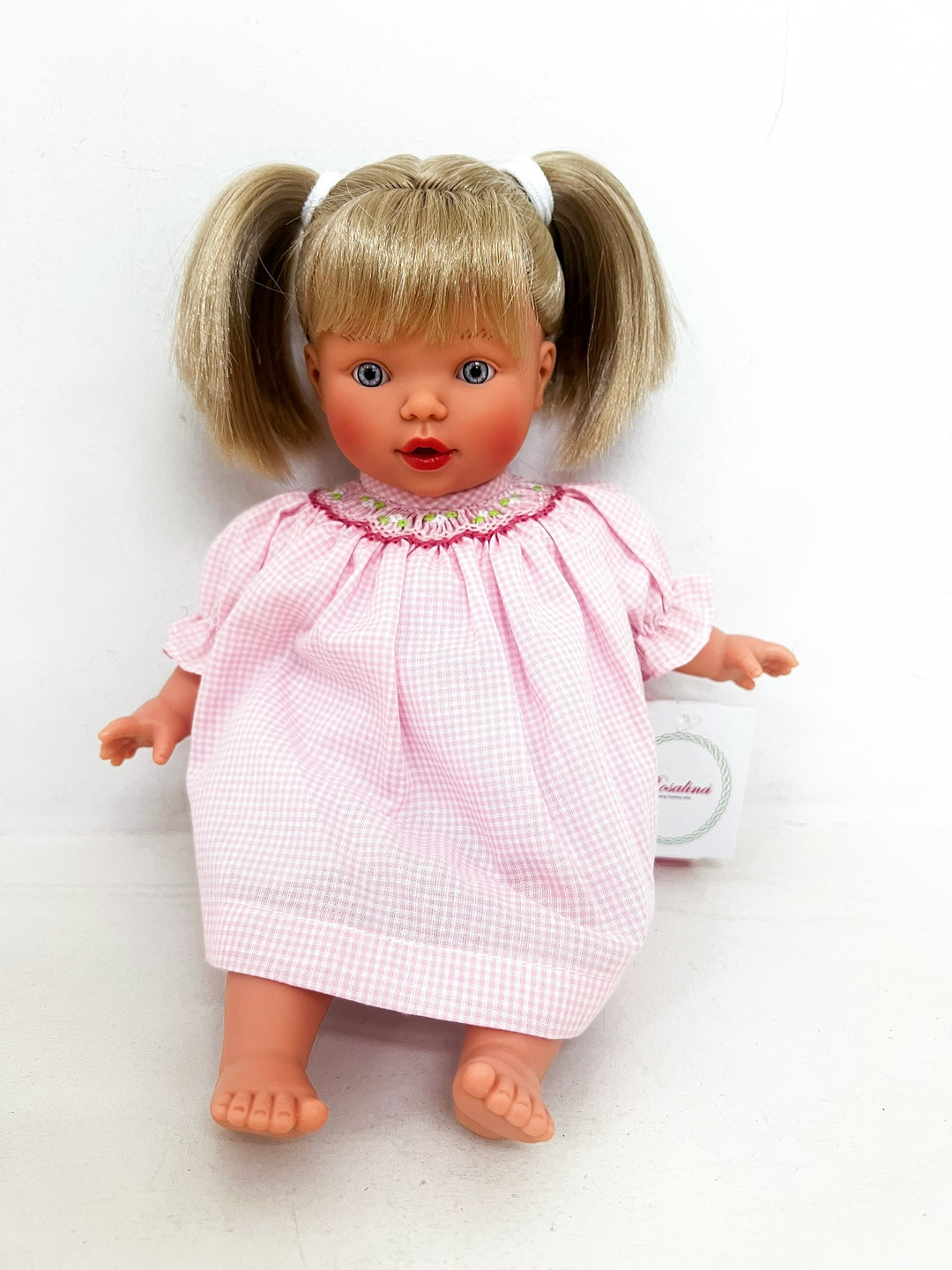 Ivy Baby Doll Blonde & Blue Eyes Pink Gingham Dress