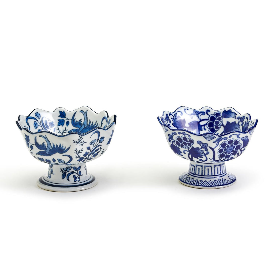Blue & White Scalloped Hand-painted Bowl