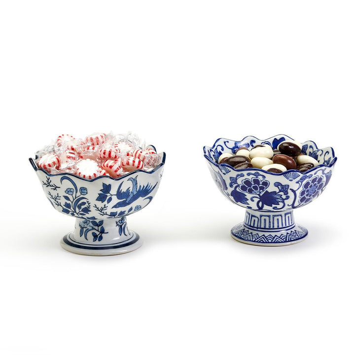 Blue & White Scalloped Hand-painted Bowl
