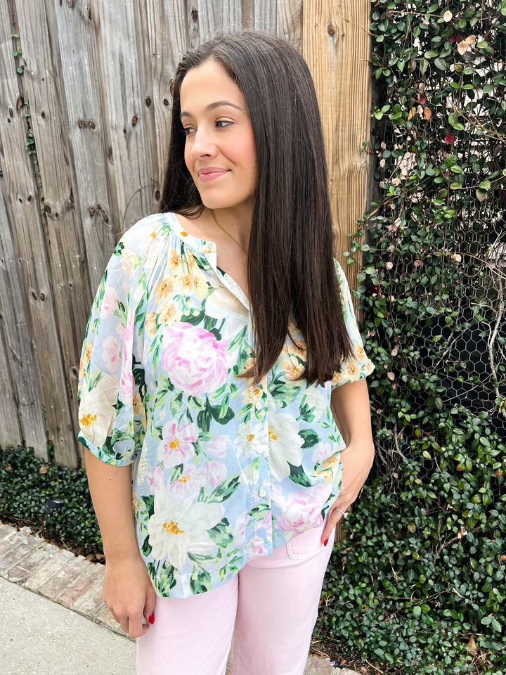Spring Forward Floral Button Blouse