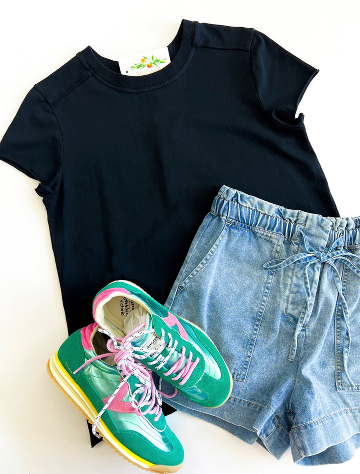 Black Back Seam Essential Tee